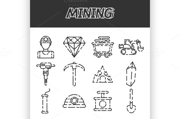 Mining Flat Icon Set Mining Flat Icon Set
