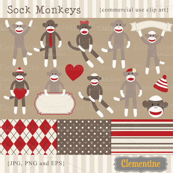 Sock Monkey Clip Art And Vectors Sock Monkey Clip Art And Vectors