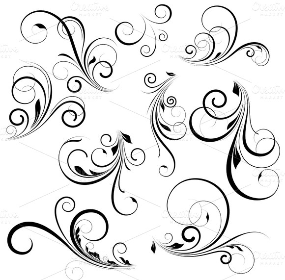 Swirls Border Vector » Designtube - Creative Design Content