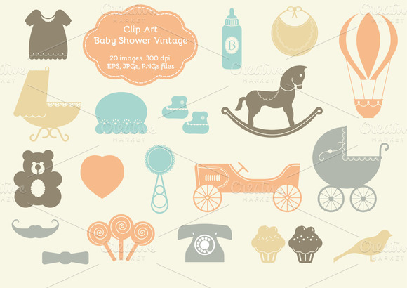 20 Baby Shower Vintage Elements 20 Baby Shower Vintage Elements