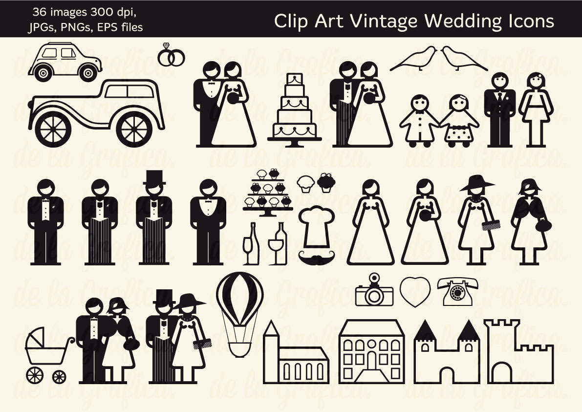 36 Vintage Wedding Icons ~ Icons on Creative Market