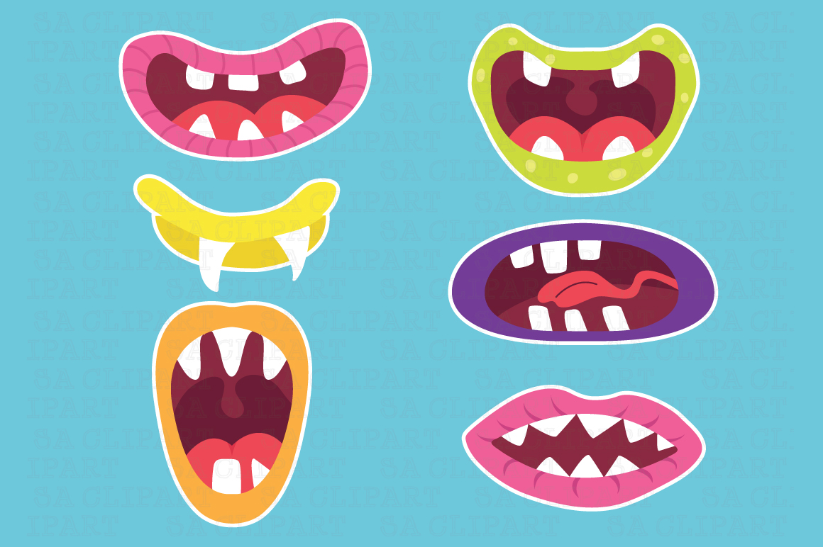 Cute Monster Mouths Clipart Illustrations on Creative Market