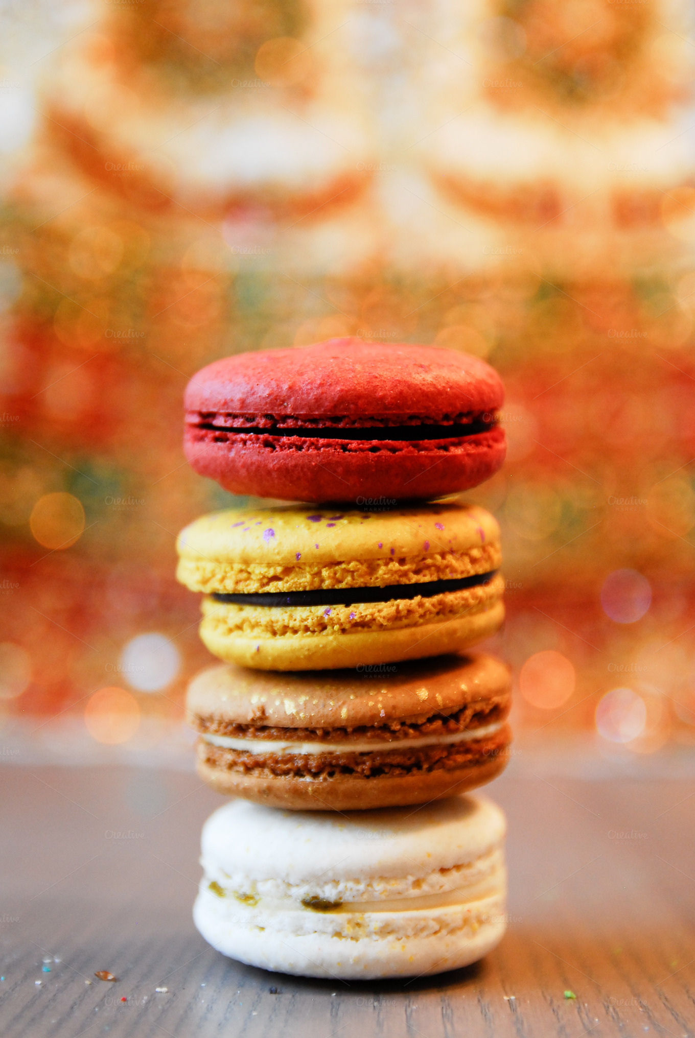 Red & Gold Macarons ~ Food & Drink Photos on Creative Market