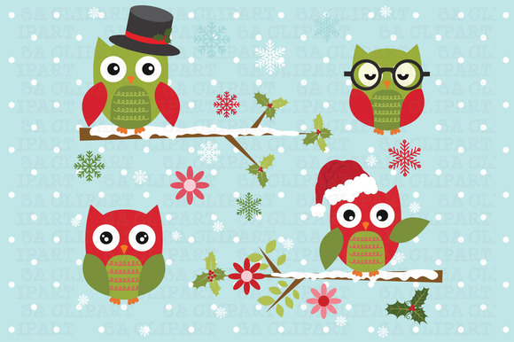 free clipart christmas owls - photo #47