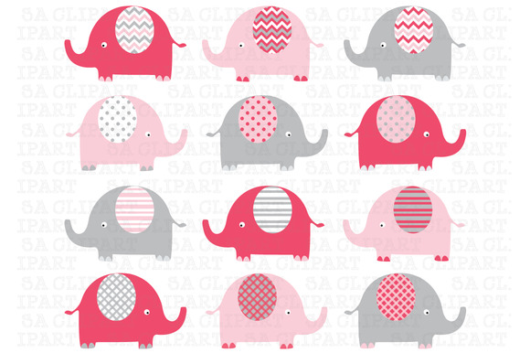 free pink and grey elephant clipart - photo #41