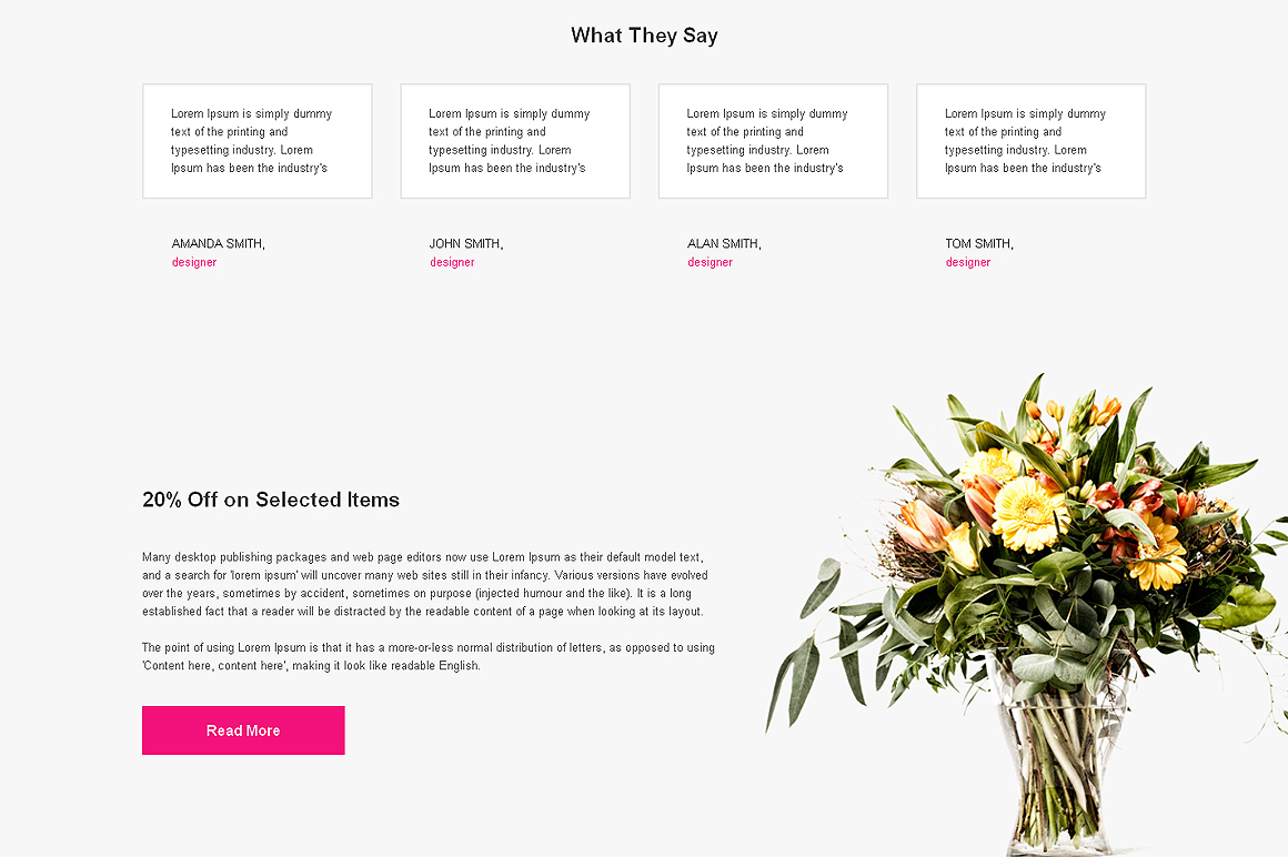 Flowers Responsive One Page Theme ~ Website Templates on Creative Market