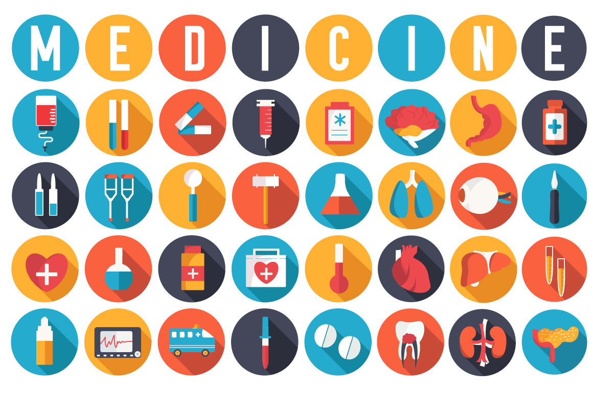 set of flat medical icons and organs ~ Icons on Creative Market