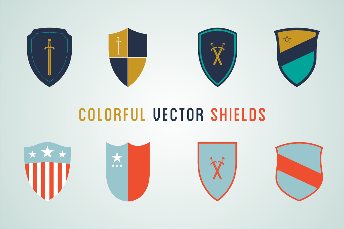 8 Colorful Vector Shields ~ Illustrations on Creative Market