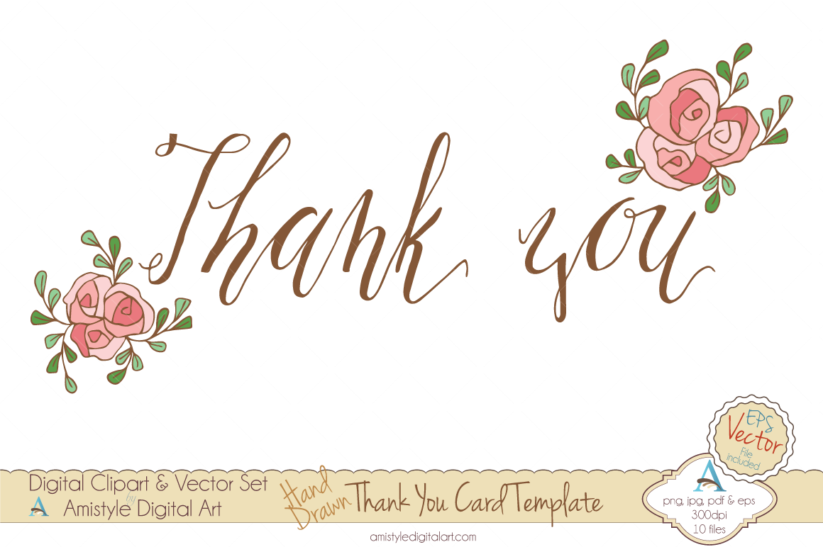 Thank YouPink RoseCard Template Card Templates on Creative Market