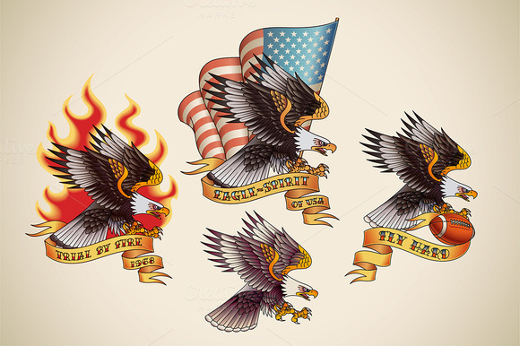 old tattoo of an eagle 4x illustrations on old tattoo of an eagle 4x illustrations on