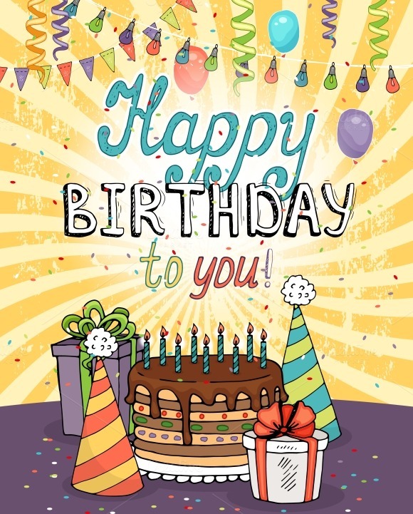 Happy Birthday greeting card ~ Illustrations on Creative Market
