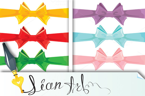 Set Of Different Colors Bows Isolate Set Of Different Colors Bows Isolate