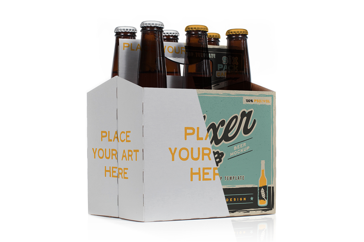 beer free mockup Six pack beer bottle carrier mock-up ~ product mockups on creative market