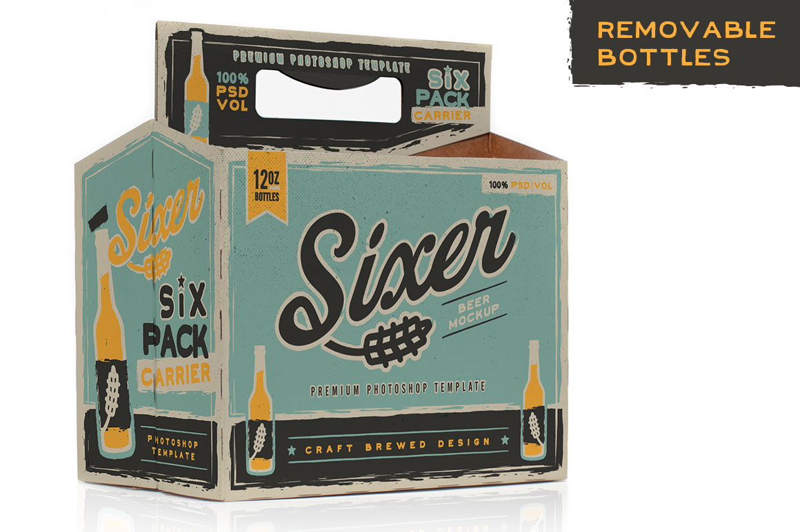 Download Six pack beer bottle carrier Mock-Up ~ Product Mockups on Creative Market