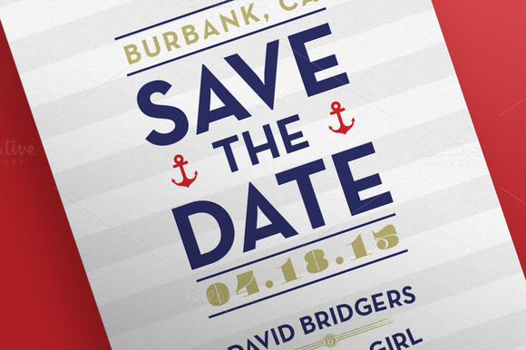 Save The Date Nautical Postcards Invitation Templates On Creative Market Nautical Save The Date Template