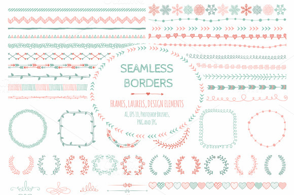 Doodle Seamless Borders Elements Doodle Seamless Borders Elements