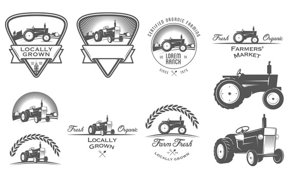 Retro Tractor Logos Set