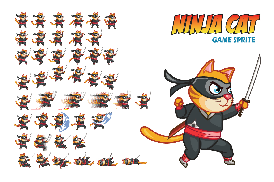  Ninja  Cat Game Sprite  Illustrations on Creative Market