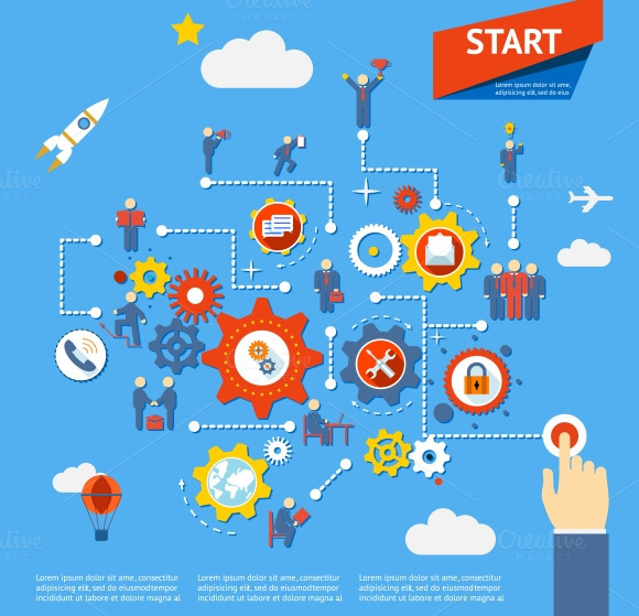 business process start Illustrations on Creative Market