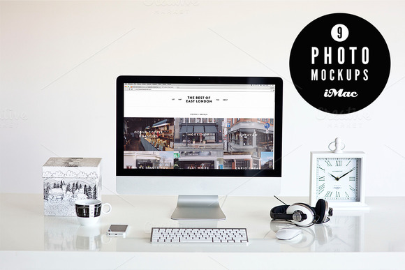â?… BandW â?… 9 iMac photo mockups - Product Mockups - 1