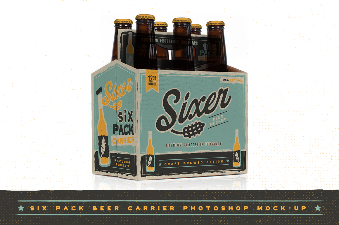 Six pack beer bottle carrier Mock-Up ~ Product Mockups on Creative Market
