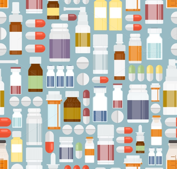 Pills And Drugs In Seamless Pattern Pills And Drugs In Seamless Pattern