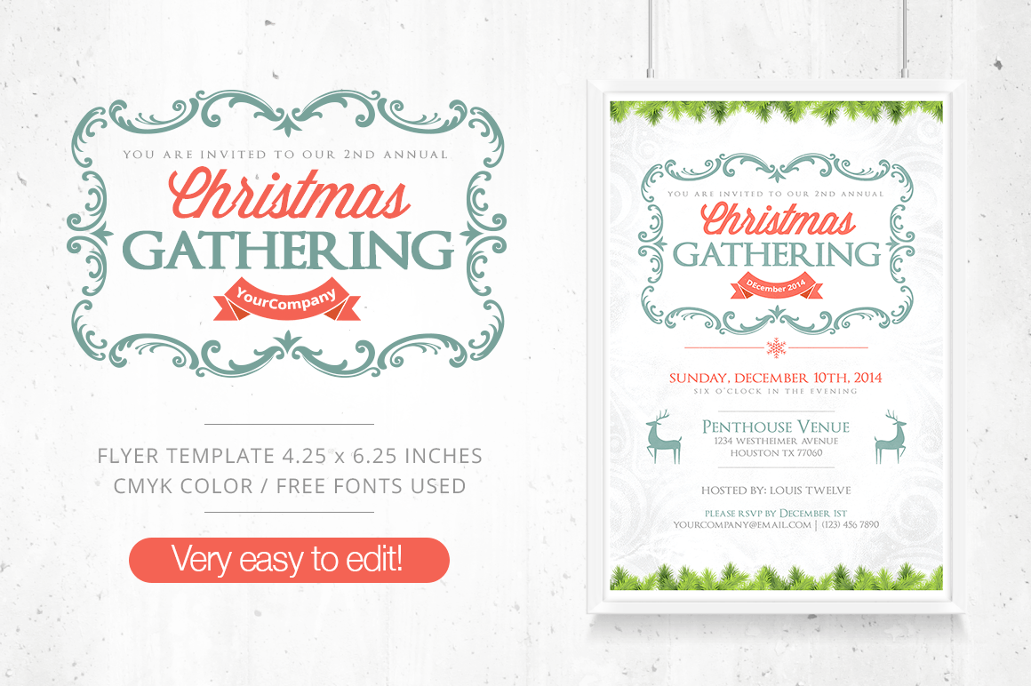  Christmas Gathering Flyer FB Cover Flyer Templates on 