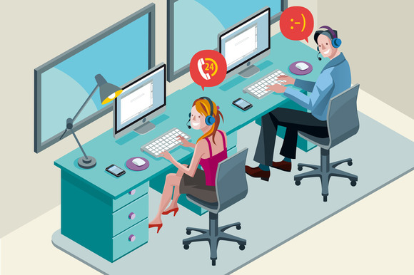 Call Center Team With Headset Call Center Team With Headset