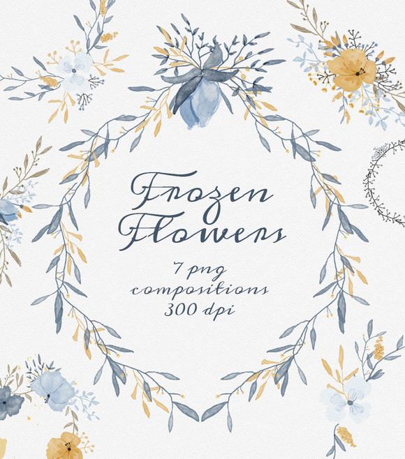 Frozen flowers - 7 png files ~ Illustrations on Creative Market
