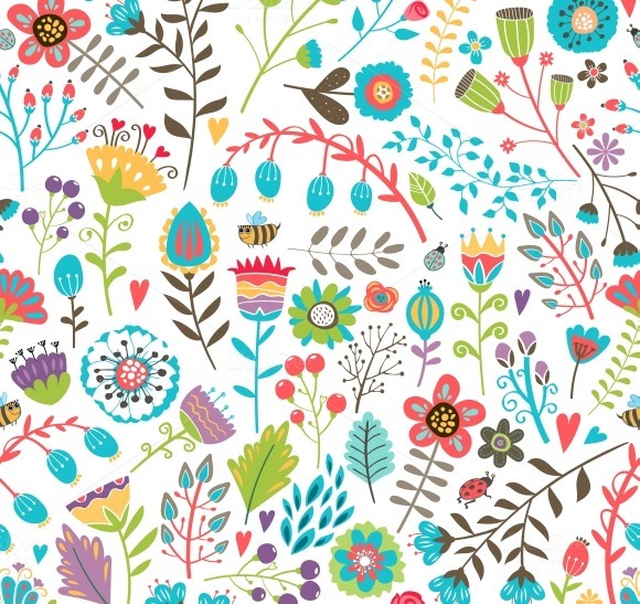 Cute Seamless Pattern With Flowers Cute Seamless Pattern With Flowers