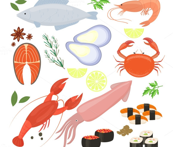 Seafood Shrimp And Sushi Icons