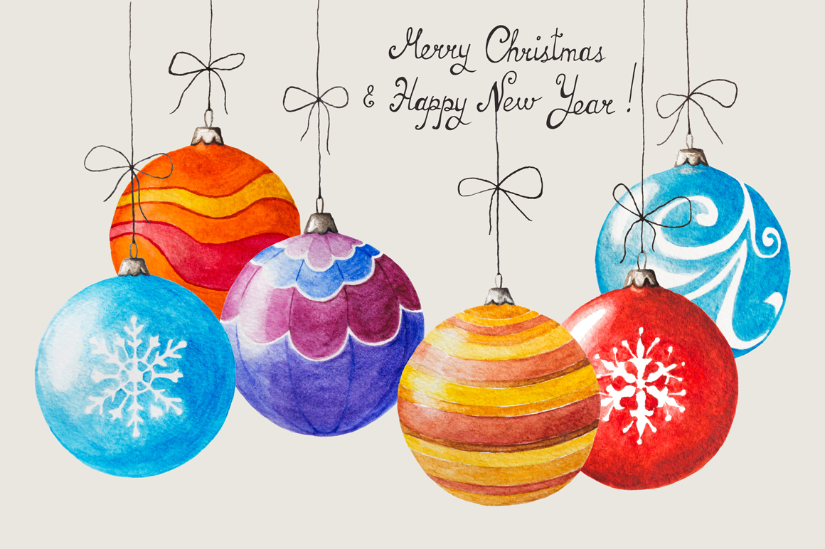 Watercolor Christmas Balls ~ Illustrations on Creative Market