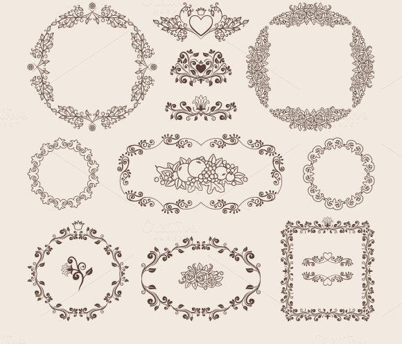 Ornamental Vector Frames And Badges Ornamental Vector Frames And Badges