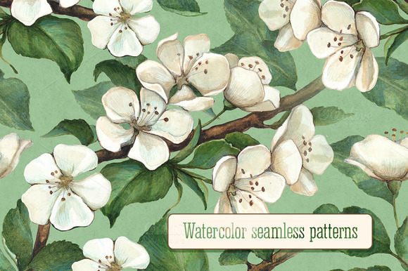 Seamless Pattern With Apple Flowers Seamless Pattern With Apple Flowers