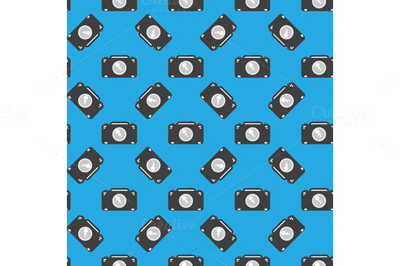 Camera Sign Seamless Pattern On Blue Camera Sign Seamless Pattern On Blue