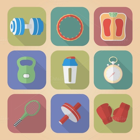 Set of 9 Fitnes Icons. ~ Icons on Creative Market