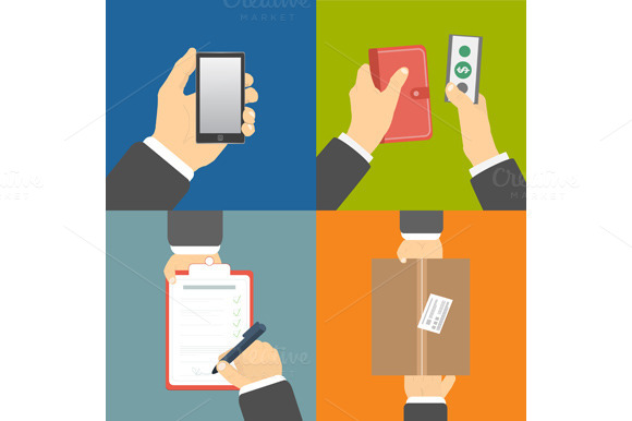 Set Of Hands Clients Purchasing Set Of Hands Clients Purchasing