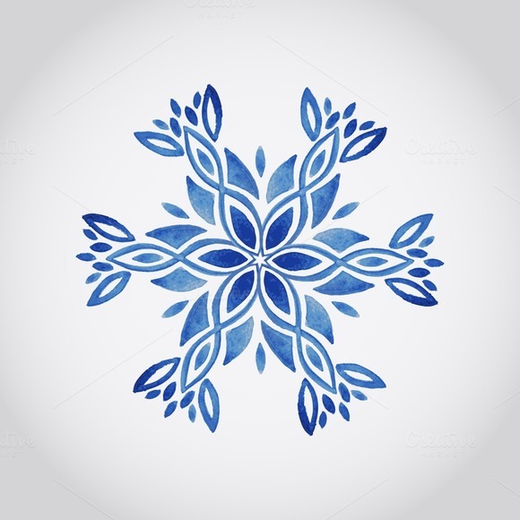 Vector Watercolor Snowflake Vector Watercolor Snowflake