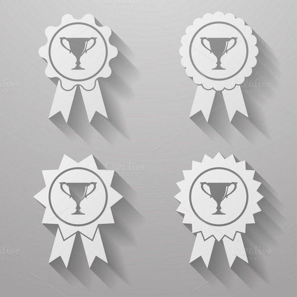 Set Of Badges With Ribbons Set Of Badges With Ribbons