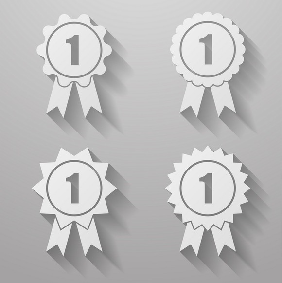 Set Of Badges With Ribbons Set Of Badges With Ribbons