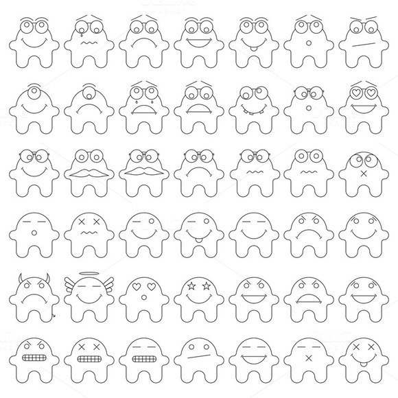 Set Of 42 Vector Smiles Set Of 42 Vector Smiles