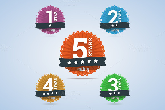 Rating Badges From One To Five Stars Rating Badges From One To Five Stars