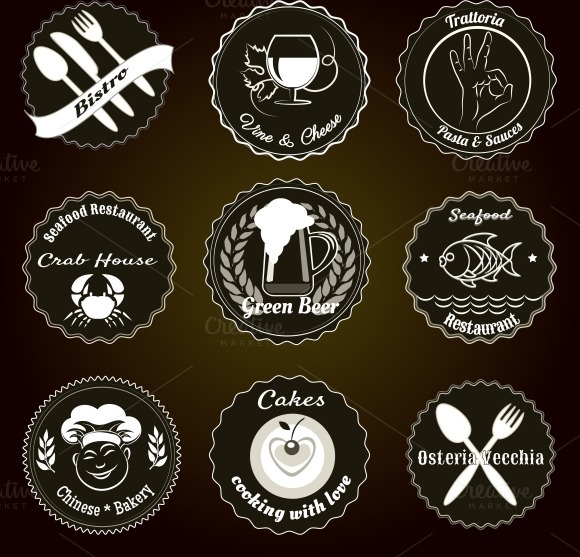 Retro Restaurant Menu Badges