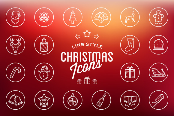 Line Style Christmas Icons Line Style Christmas Icons