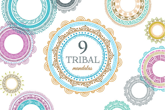 9 Tribal Mandalas Frames Patterns