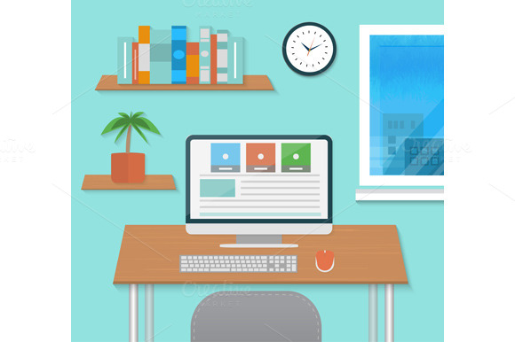 Set modern Office Interior ~ Graphics on Creative Market