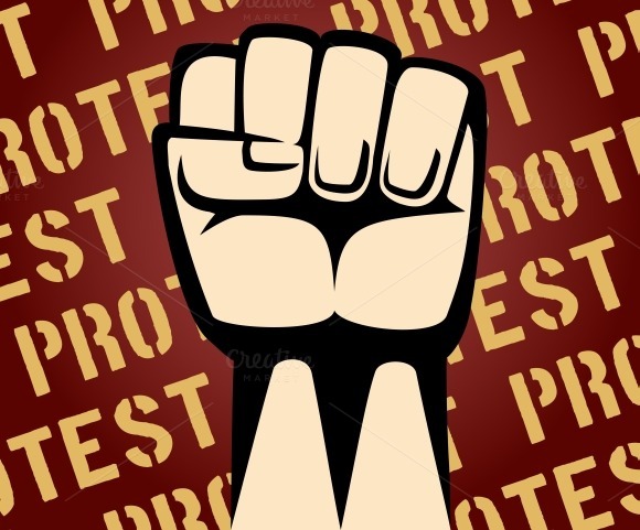 Fist Up Protest Poster