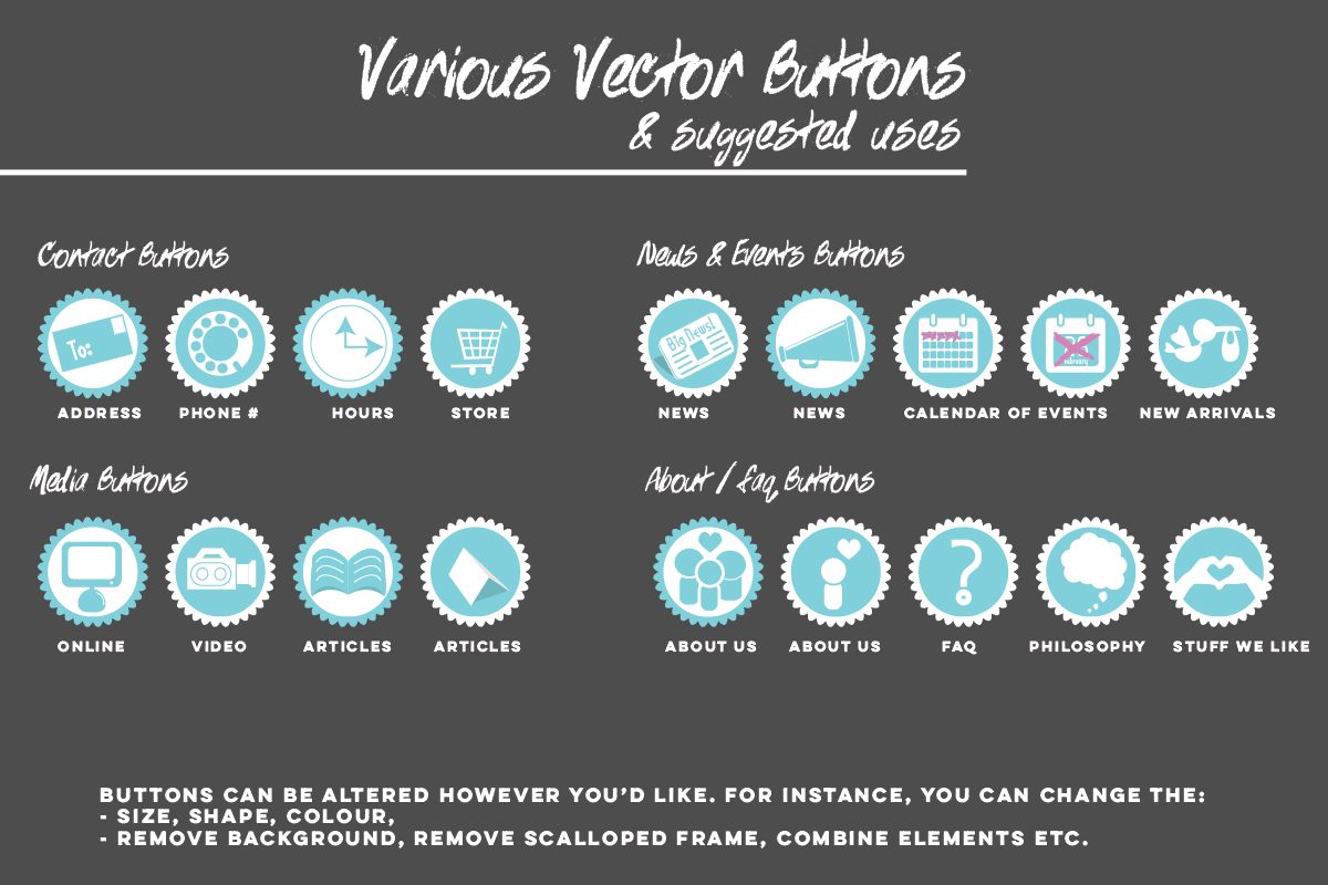 Vector Buttons and Ribbons  Elements on Creative Market