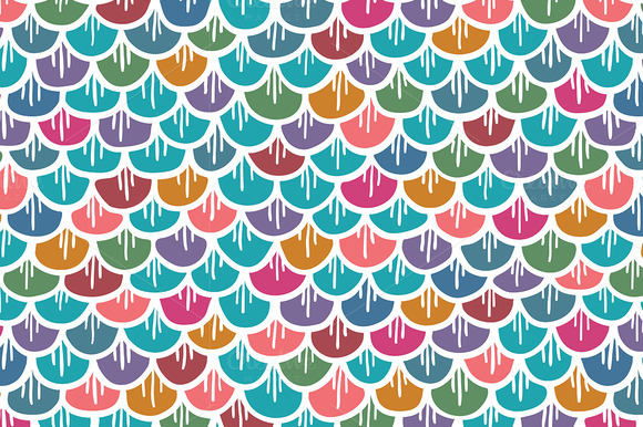 Fish Scales Seamless Pattern Colored