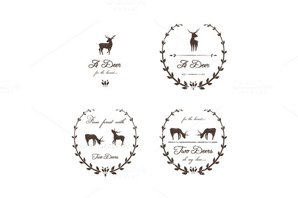 Vintage Labels Collection With Deers